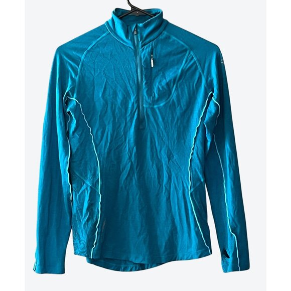 Icebreaker GT Women's XS Long Sleeve 1/4 Zip Teal Wool Blend Top - Picture 1 of 5